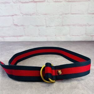 Authentic Gucci Web Feline D Ring Adjustable Belt 453271 90/36